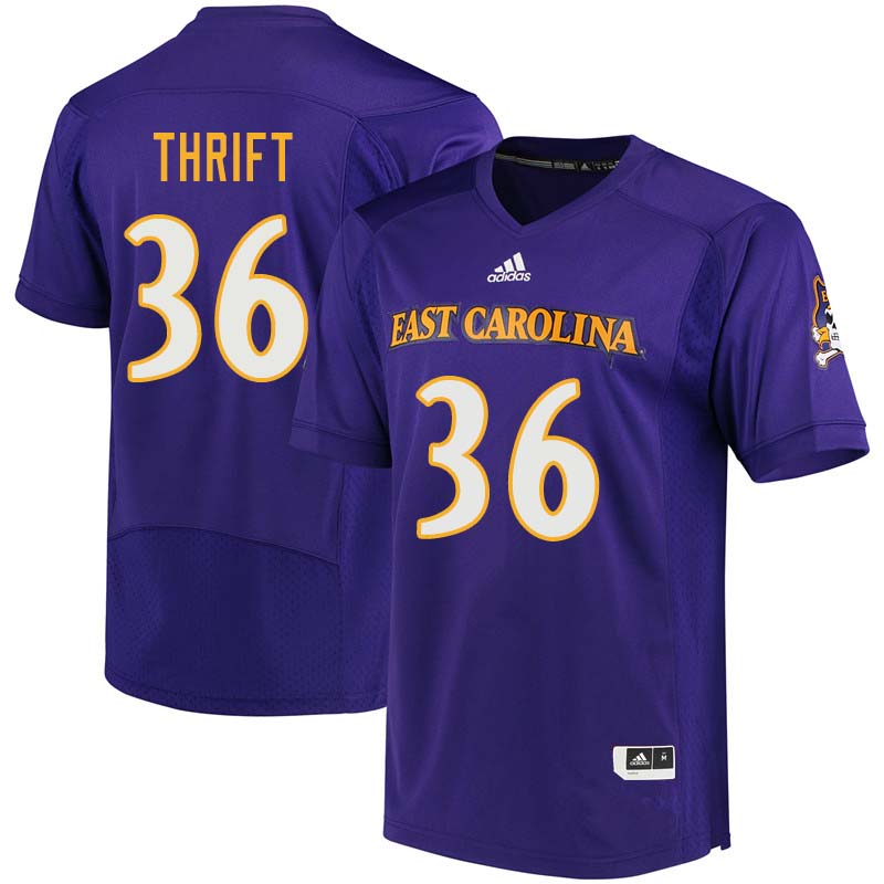 Men #36 Roger Thrift East Carolina Pirates College Football Jerseys Sale-Purple - Click Image to Close
